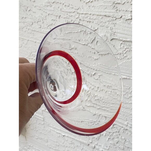 Pier One Cosmopolitan Red Swirl Line Martini Glass 7” Handblown 8 oz Retired - Picture 14 of 16